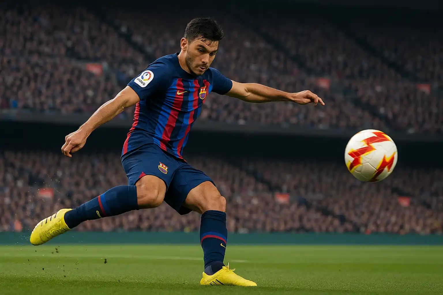 Cầu thủ Laliga tung cú sút mãn nhãn trên sân cỏ