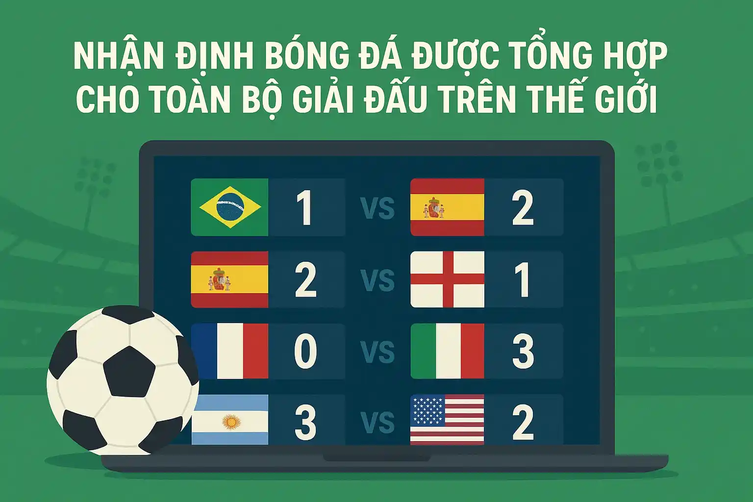 Nhận địng bóng đá được tổng hợp cho toàn bộ giải đấu trên thế giới